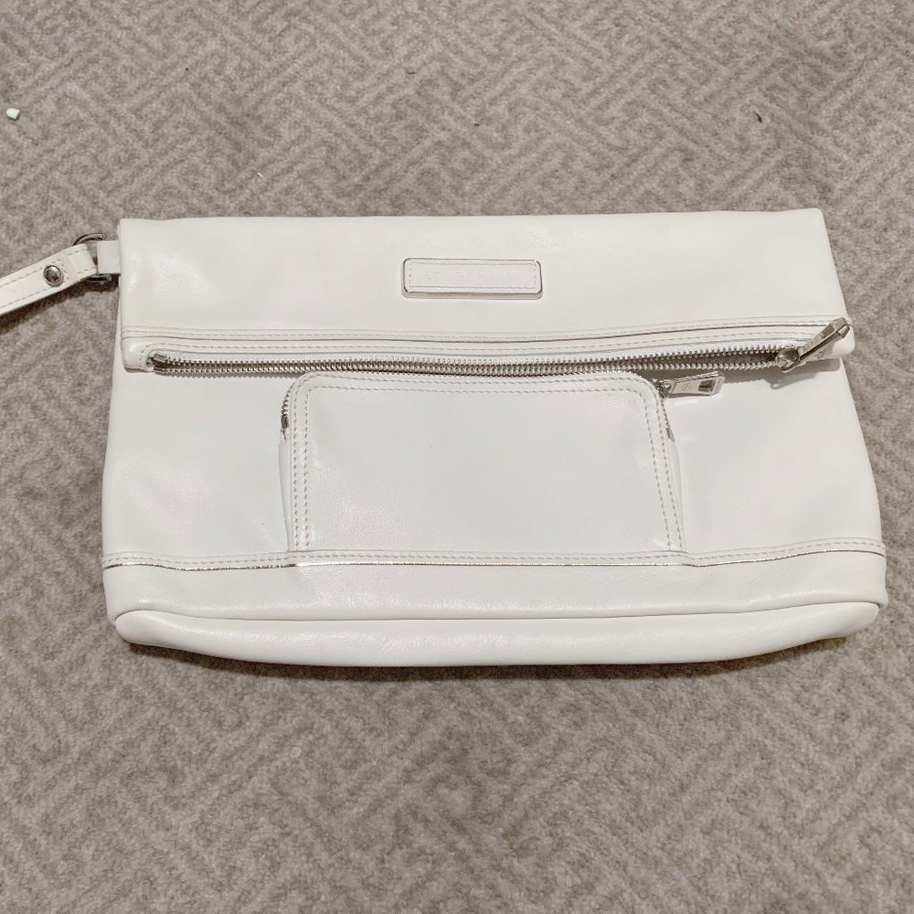 Longchamp wristlet with silver threaded trim!